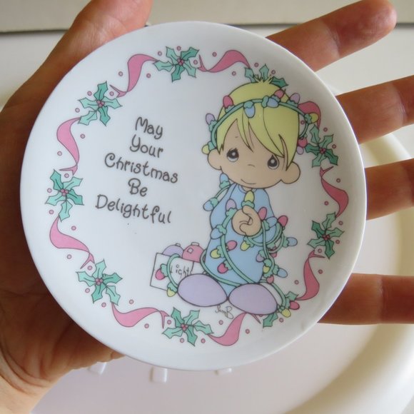 MAY YOUR CHRISTMAS BE DELIGHTFUL 4" Precious Moments 1994 Ceramic Plate - Picture 1 of 6